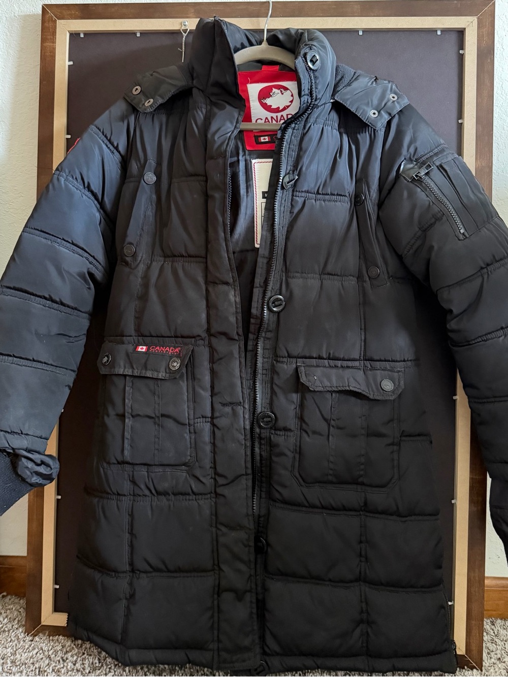 Canada Weathergear Women's Black Long Quilted Puffer Coat